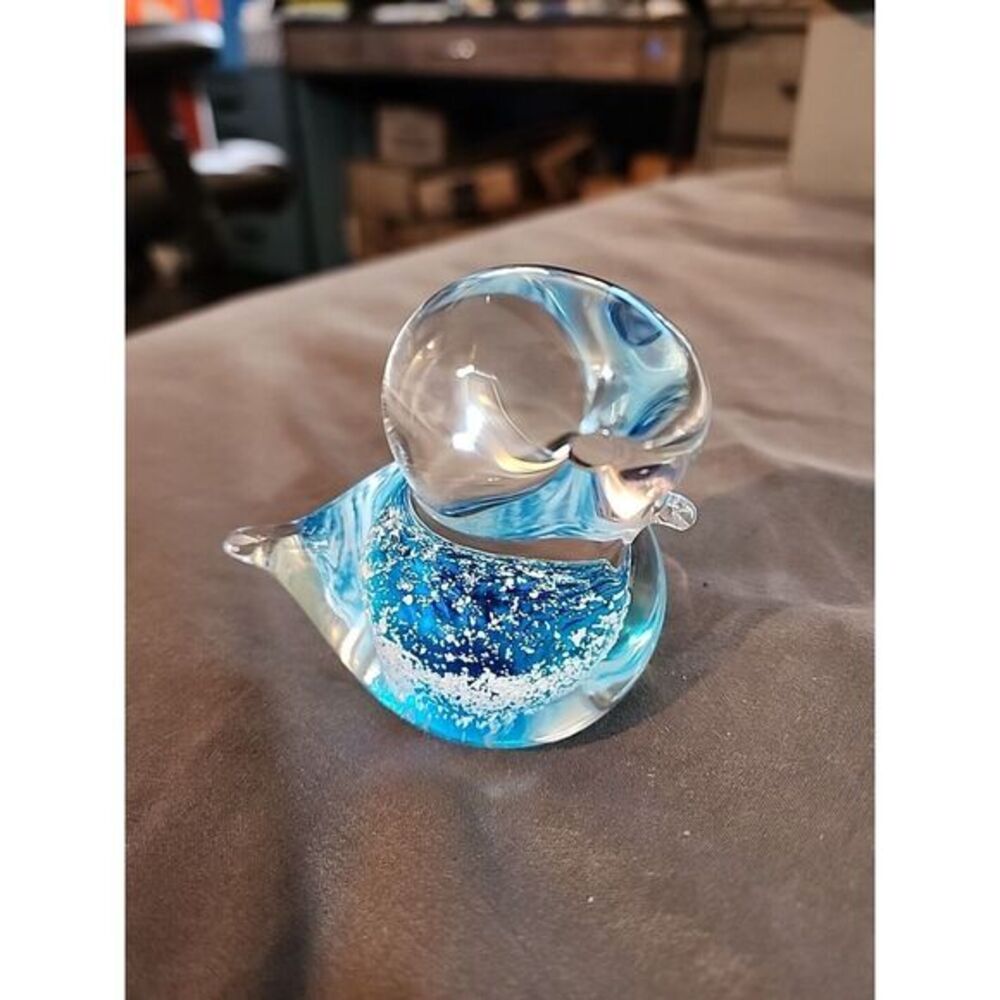 Vintage LEFTON Art Glass Blue Millefiori Bird Figurine Paperweight Japan